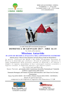 Missione Antartide - Forlì - Umana Dimora Forlì Cesena