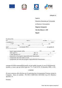 Domanda di ammissione - FSE POR Campania 2014/2020