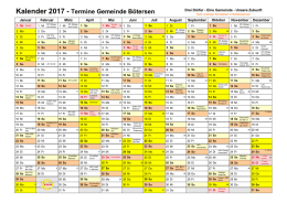 Kalender 2017 - Termine Gemeinde Bötersen