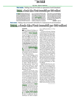 Intesa Sanpaolo vende a Idea FIMIT immobili per 500 milioni