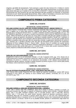 CAMPIONATO PRIMA CATEGORIA CAMPIONATO SECONDA
