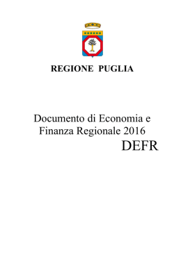 Documento di Economia e Finanza Regionale 2016 DEFR