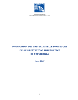 programma dei criteri e delle procedure delle