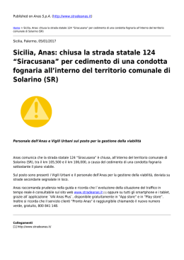 Sicilia, Anas: chiusa la strada statale 124 “Siracusana” per