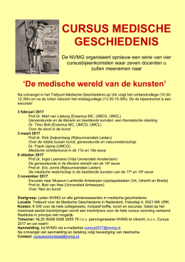 cursus medische geschiedenis - Nederlandse Vereniging voor