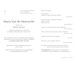 Maria Van de Meerssche °16/04/1925 - †10/01