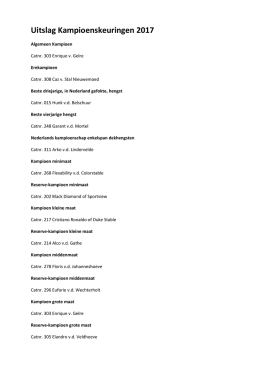 Uitslag Kampioenskeuringen 2017