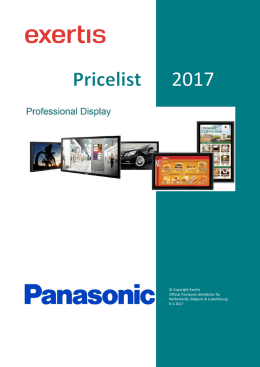Panasonic Pro Display prijslijst