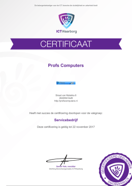 ICTWaarborg Certificaat Profs Computers