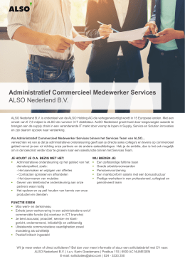 Administratief Commercieel Medewerker Services ALSO Nederland