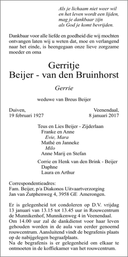 Gerritje Beijer - van den Bruinhorst
