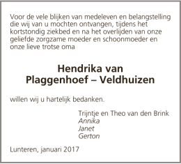 Hendrika van Plaggenhoef – Veldhuizen