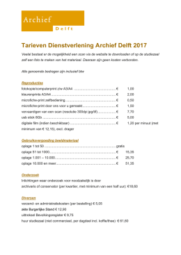 Tarieven Dienstverlening Archief Delft 2011