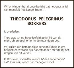THEODORUS PELEGRINUS BOKKERS
