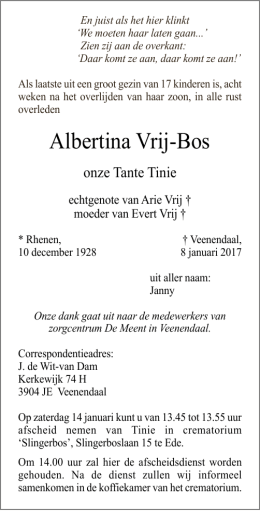 Albertina Vrij-Bos
