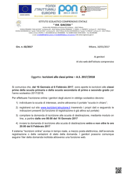 Oggetto: Iscrizioni alle classi prime &ndash; AS 2017/2018