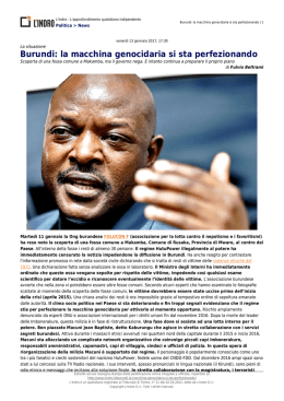 Burundi: la macchina genocidaria si sta perfezionando