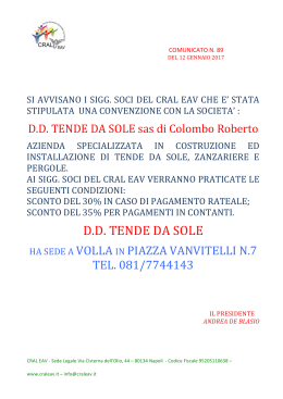 N.89 COMUNICATO D.D. TENDE DA SOLE