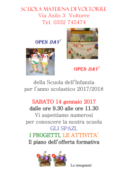 Locandina open day 2017 - Scuola Materna di Voltorre