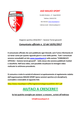 comunicato n. 12 del 10/01/2017
