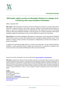 WM Capital: siglato accordo con Mondadori Retail per