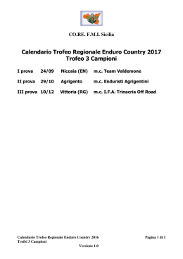 Calendario Trofeo Regionale Enduro Country 2017 Trofeo 3 Campioni