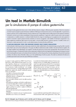 Un Tool in Matlab-Simulink per la Simulazione di Pompe di Calore