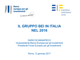 il gruppo bei in italia nel 2016 - Ministero dell`Economia e delle