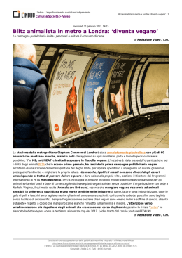 Blitz animalista in metro a Londra: `diventa vegano`