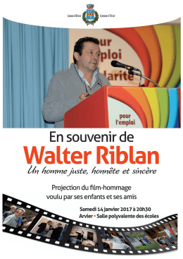 Comunicato stampa En souvenir de Walter Riblan