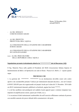 28-12-2016 Segalazione presunta attivit&agrave; abusiva nel comune