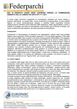 DDL DI MODIFICA LEGGE 394/91 AUDIZIONE PRESSO