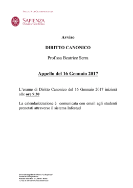 Appello del 16 Gennaio 2017 - Sapienza