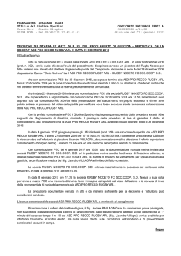 Comunicato Serie A/11/GS Riunione del 11/01/2017