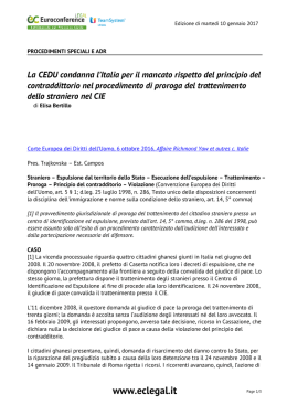La CEDU condanna l`Italia per il mancato rispetto del principio del