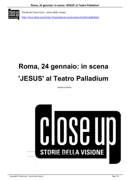 Roma, 24 gennaio: in scena `JESUS` al Teatro Palladium