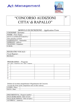 Scheda Iscrizione Audizione Città di Rapallo - E-mail