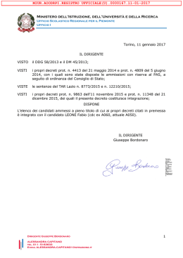 Decreto prot. n. 167 dell`11 gennaio 2017