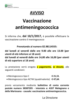 avviso per vaccinazioni contro la meningite