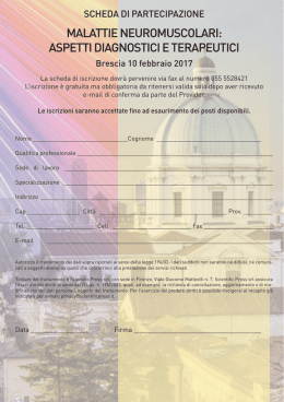 Scheda iscrizione corso ECM Brescia febbraio 2017