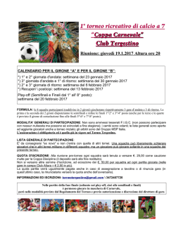 Dal 23.1.2017 al 24.2.2017 1° Coppa Carnevale \ Club Tergestino