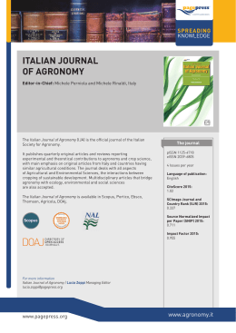 Product flyer - Italian Journal of Agronomy