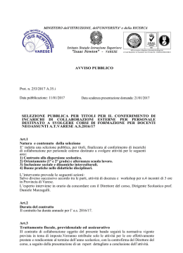11/01/2017 Data scadenza presentazione domanda: 21/01/2017
