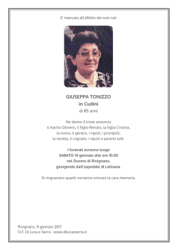 Giuseppa Tonizzo - Annunci Funebri