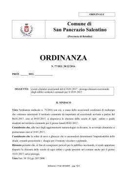 ordinanza sindacale n. 77/2016 - Comune di San Pancrazio Salentino