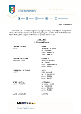 SERIE A TIM 1&ordf; Giornata Ritorno