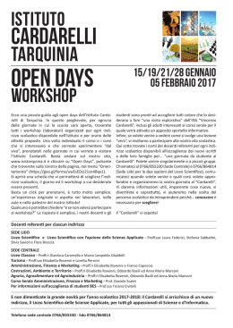 Cardarelli Workshop - IISS VINCENZO CARDARELLI Tarquinia