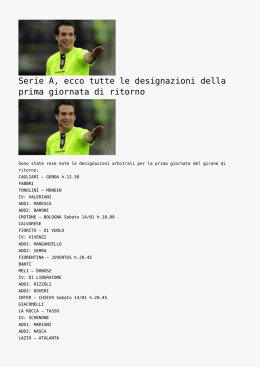 Serie A, ecco tutte le designazioni della prima giornata di ritorno