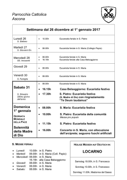 Orario settimanale - Parrocchia di Ascona