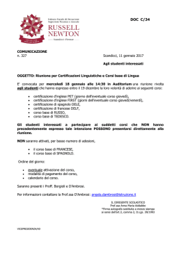 Riunione Certificazioni Linguistiche e Corsi - RUSSELL
